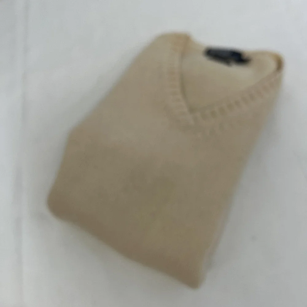 Polo Ralph Lauren Sweater Vest Mens Large Beige Lambswool V Neck Knit‎ Pullover